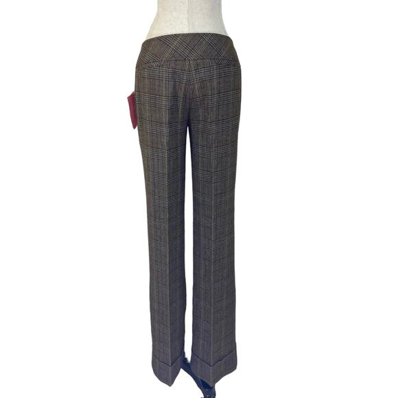 Nordstrom Halogen brown plaid  trousers, cuffed wide leg, NEW ladies size 6 - Picture 2 of 9